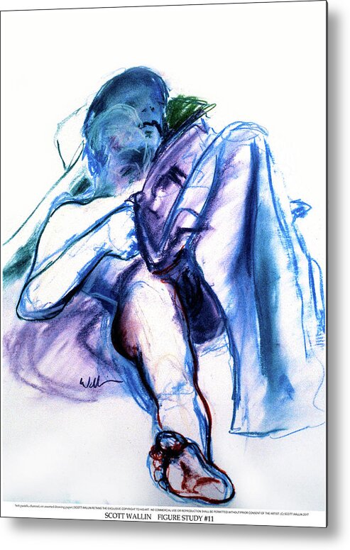 A Set Of Figure Studies Metal Print featuring the drawing Figure Study Eleven by Scott Wallin