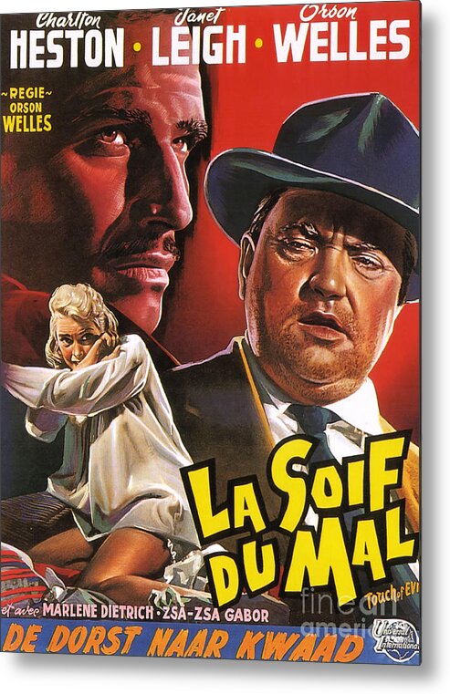 Film Noir Poster Metal Print featuring the painting Film Noir Poster Touch of Evil by Vintage Collectables