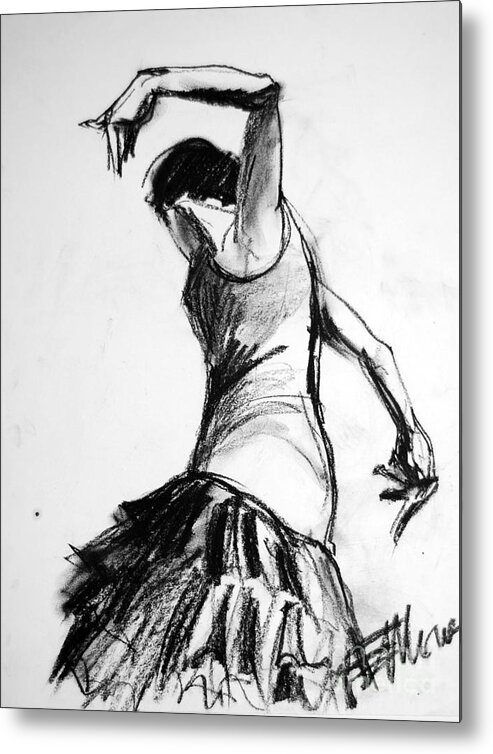 Flamenco Sketch Metal Print featuring the drawing Flamenco Sketch 2 by Mona Edulesco