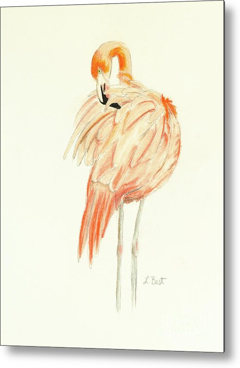 Flamingo Metal Print featuring the painting Flamingo by Laurel Best