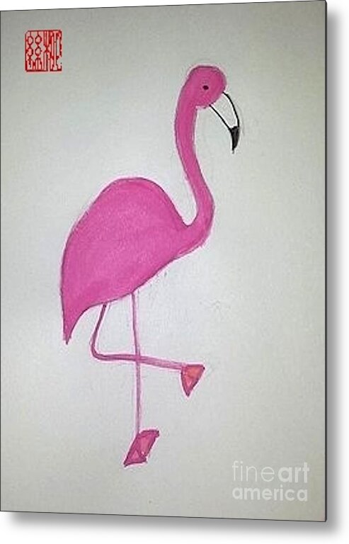 Heart Energy Metal Print featuring the painting Flamingo Pink by Margaret Welsh Willowsilk