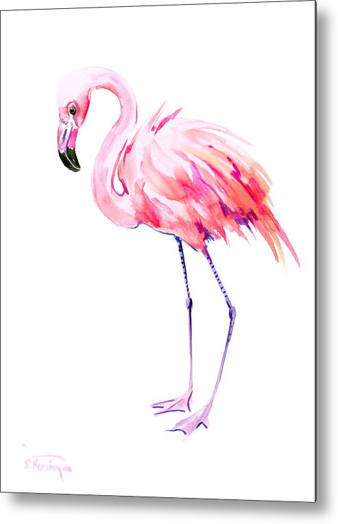 Flamingo Metal Print featuring the painting Flamingo by Suren Nersisyan