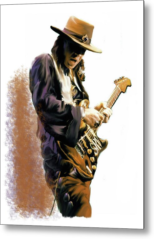 Stevie Ray Vaughan Collectibles Metal Print featuring the painting FLASH POINT III Stevie Ray Vaughan by Iconic Images Art Gallery David Pucciarelli
