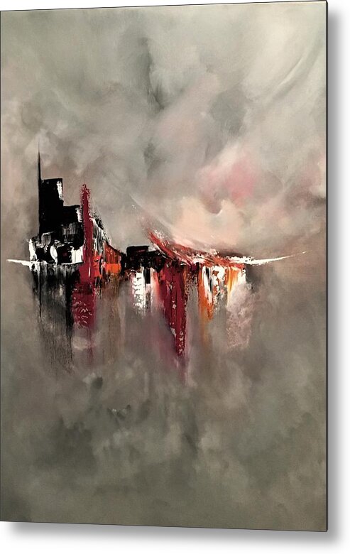 Abstract Metal Print featuring the painting Fleeting by Soraya Silvestri