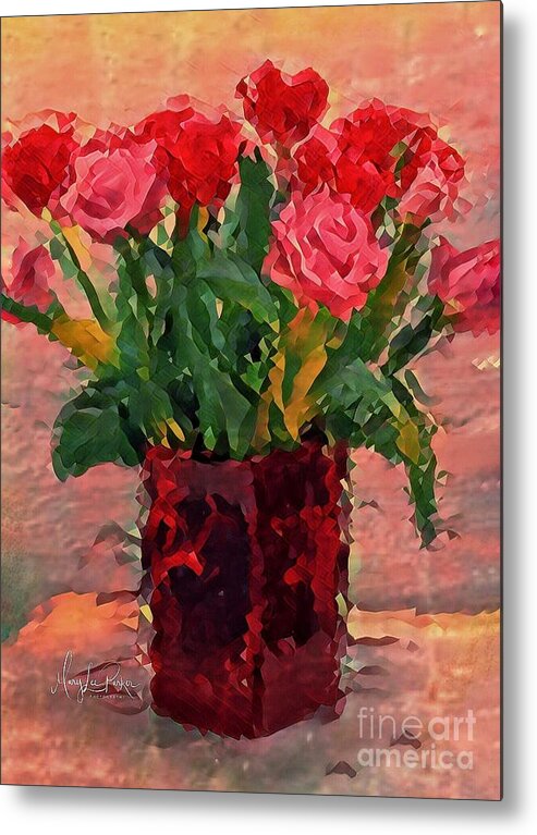 Flowers Metal Print featuring the digital art Flowers In A Vase by MaryLee Parker