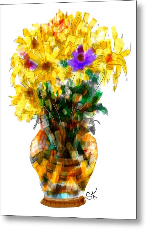 Flowers Metal Print featuring the digital art Flowers on the Table by Sherry Killam