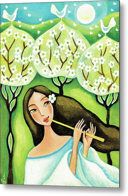 Forest Woman Metal Print featuring the painting Forest Melody by Eva Campbell