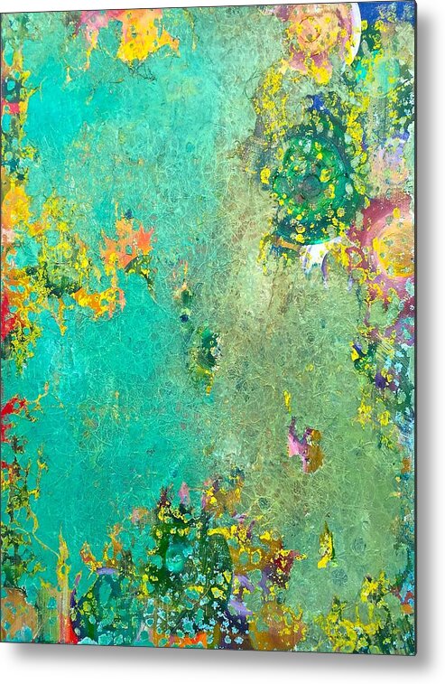 Abstract Metal Print featuring the painting Deep Forest by Wonju Hulse
