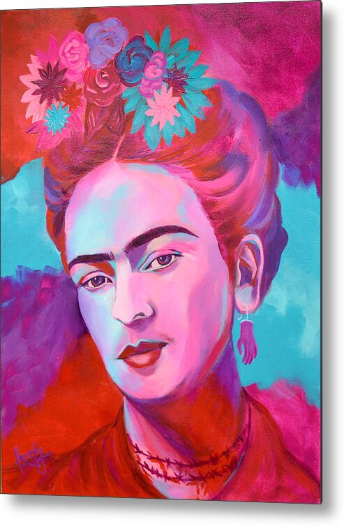 Frida Kahlo Metal Print featuring the painting Frida Kahlo by Luzdy Rivera