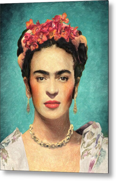 Frida Kahlo Metal Print featuring the painting Frida Kahlo by Zapista OU