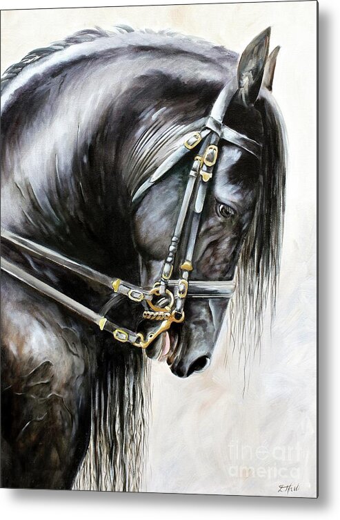 Friesian Metal Print featuring the painting Friesian by Debbie Hart
