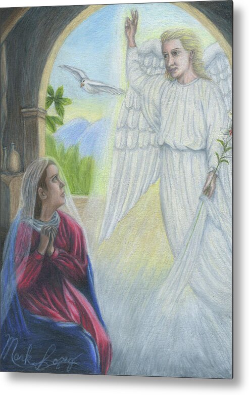 Christmas Metal Print featuring the drawing Gabriel's Revelation by Mark Lopez