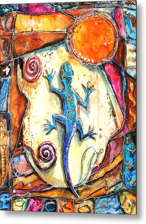 Lizard Metal Print featuring the painting Gecko by Patricia Allingham Carlson