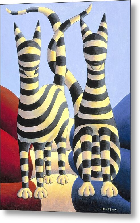 Paintings Metal Print featuring the painting Genetic cats french by Alan Kenny