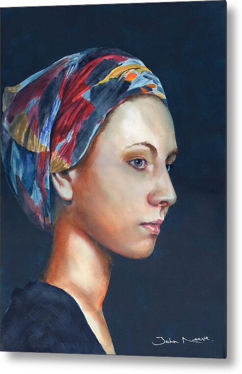 Girl Metal Print featuring the painting Girl in Headscarf by John Neeve