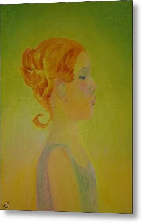 Young Girl Metal Print featuring the painting The Girl with the Curl by Kim Shuckhart Gunns