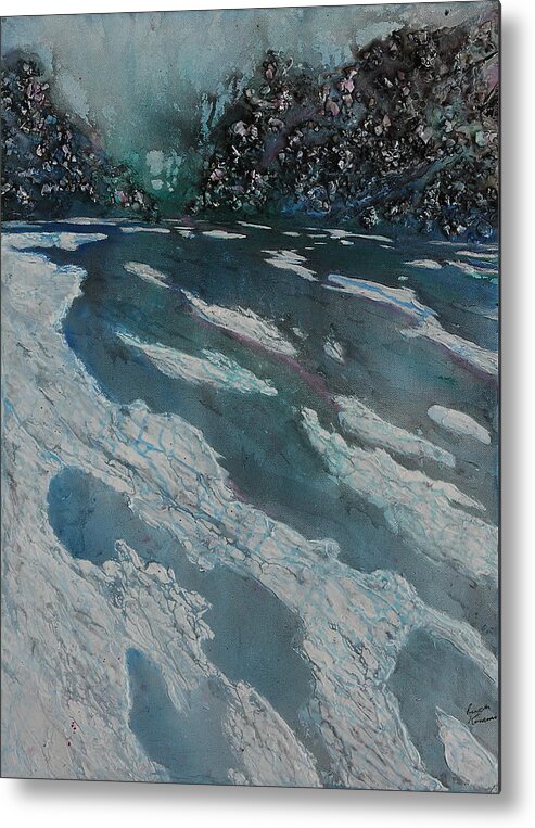 Ice Metal Print featuring the painting Glacial Moraine by Ruth Kamenev