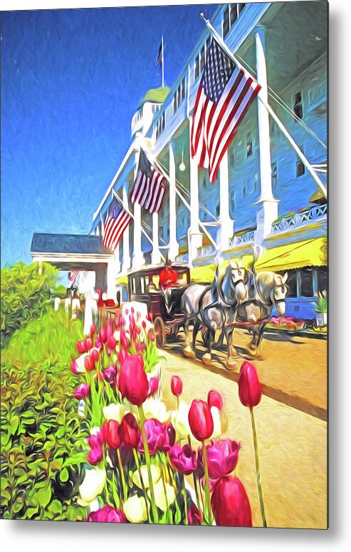 Digital Painting Metal Print featuring the digital art Grand Hotel Carriage by Dennis Cox