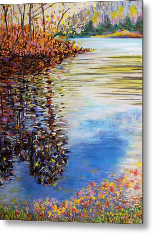  Metal Print featuring the painting Great Hollow Lake in November by Polly Castor