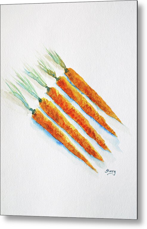 Carrots Metal Print featuring the painting Group of Carrots by Tina Storey