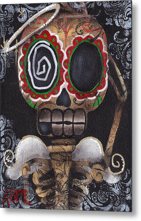 Day Of The Dead Metal Print featuring the painting Guardian Angel by Abril Andrade