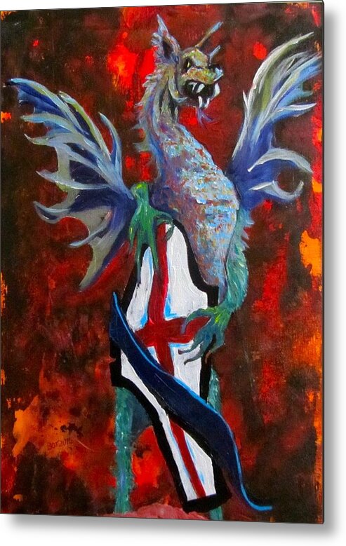 Dragon Metal Print featuring the painting Guardian at the Gate by Barbara O'Toole