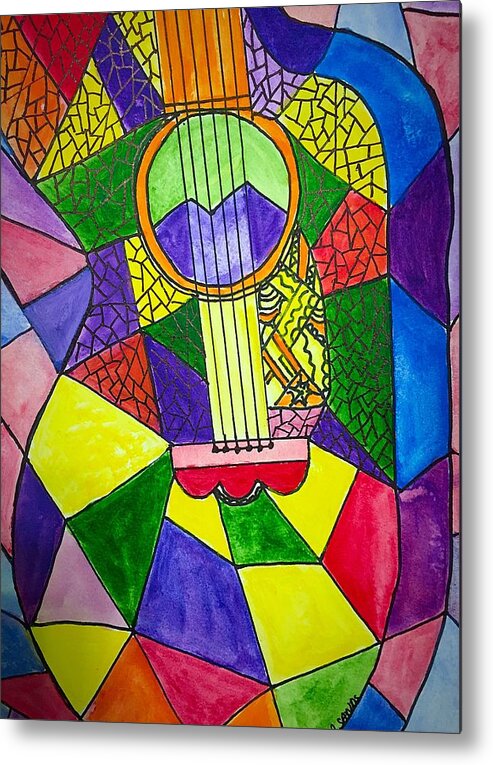 Guitar Metal Print featuring the painting Guitar abstract by Anne Sands