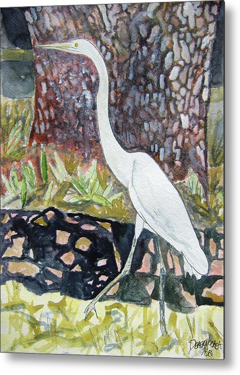 Bird Metal Print featuring the painting Herron by Derek Mccrea