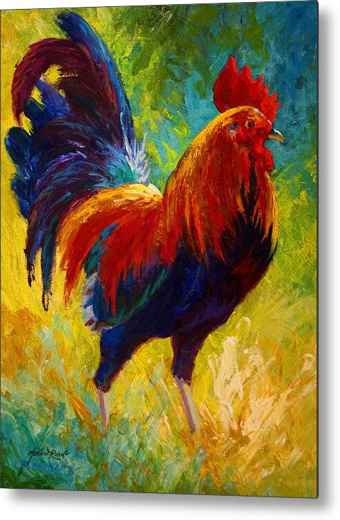 Rooster Metal Print featuring the painting Hot Shot - Rooster by Marion Rose
