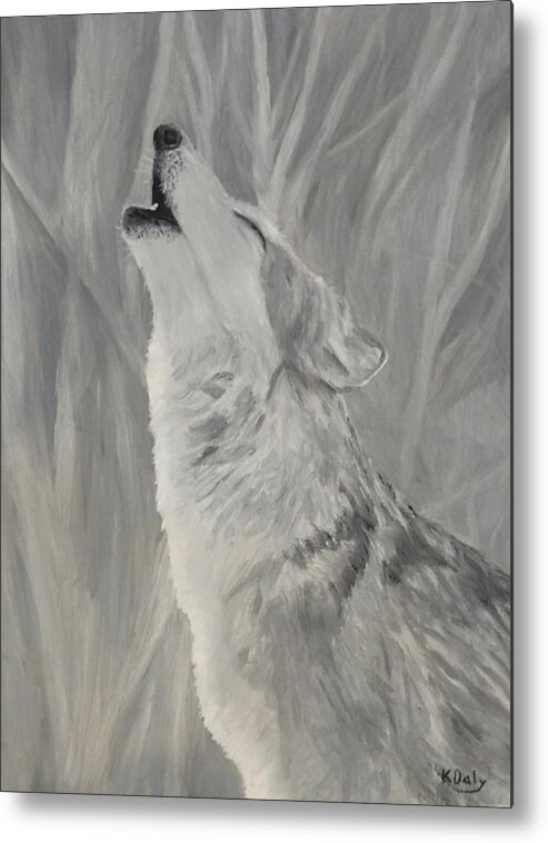 Wolf Metal Print featuring the painting Howling Wolf by Kevin Daly