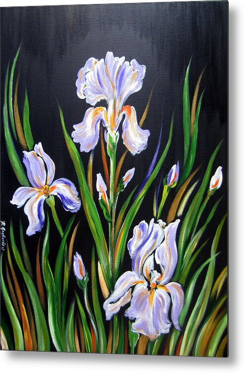 Floral Metal Print featuring the painting I love Irises by Roberto Gagliardi