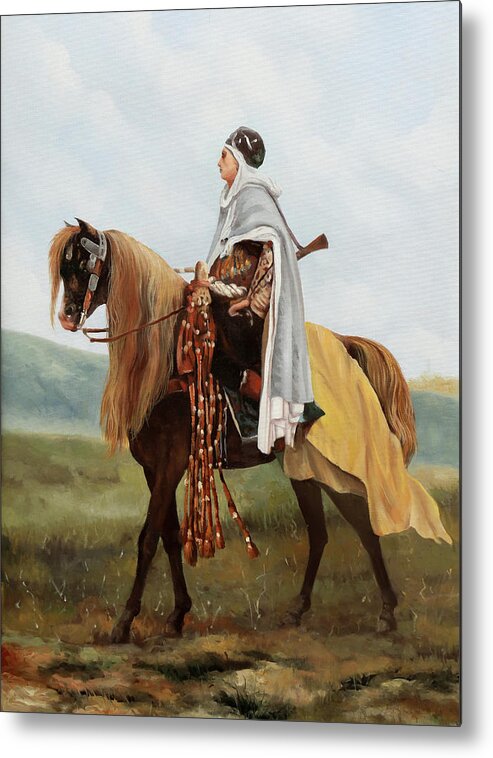 Yellow Knight Metal Print featuring the painting Il Cavaliere Giallo by Guido Borelli
