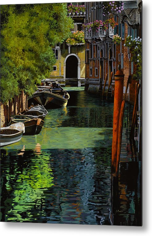 Venice Metal Print featuring the painting il palo rosso a Venezia by Guido Borelli