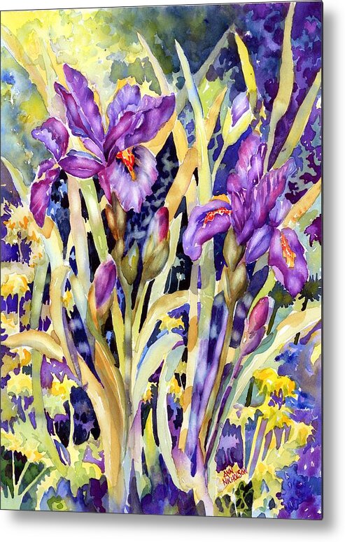 Watercolor Metal Print featuring the painting Iris I by Ann Nicholson
