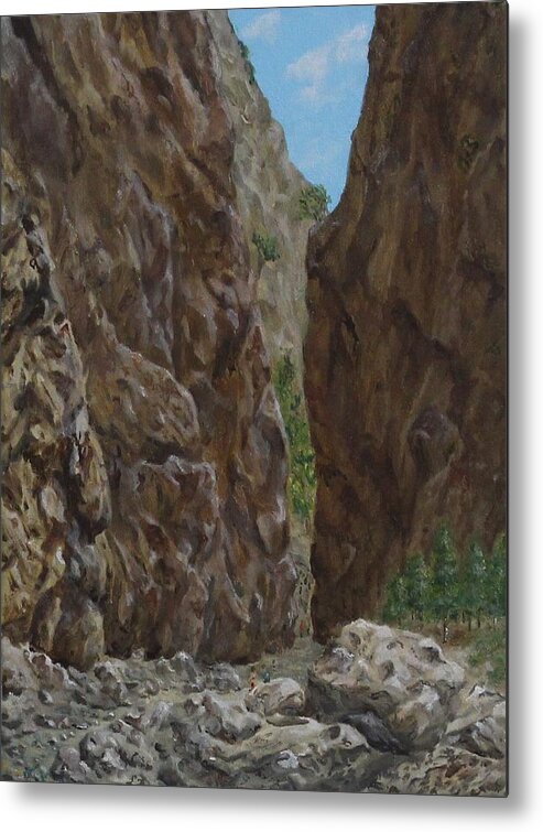 National Metal Print featuring the painting Iron Gates Samaria Gorge Crete by David Capon