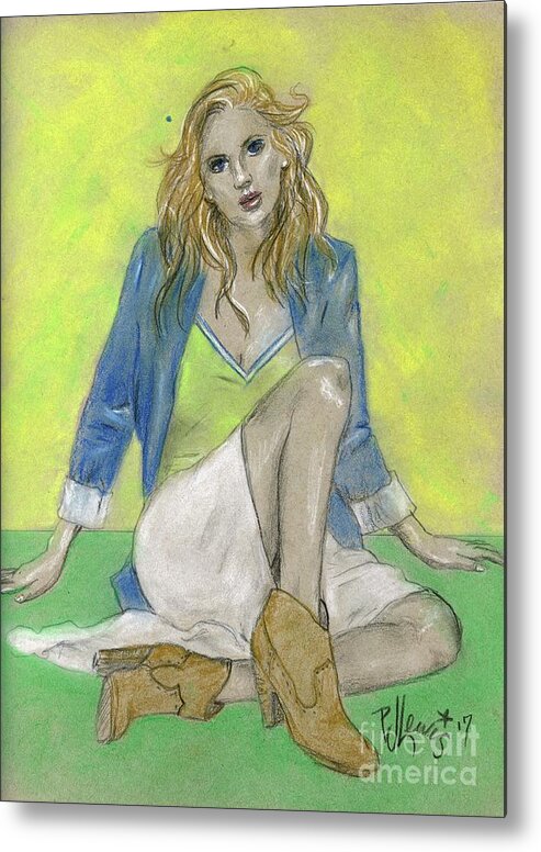 Boots Metal Print featuring the drawing I've fallen but I CAN get up. by PJ Lewis