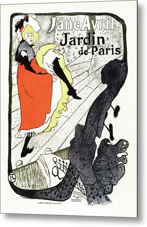  Metal Print featuring the drawing Jane Avril can-can Jardin De Paris by Heidi De Leeuw