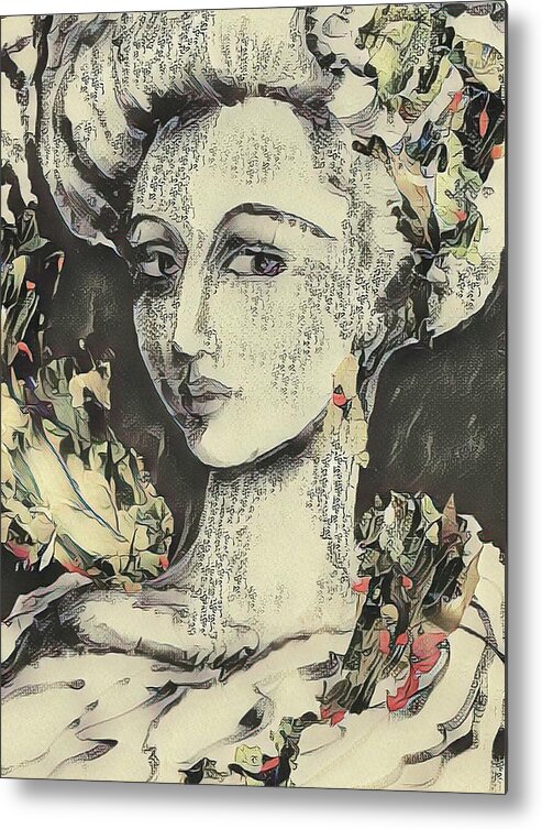 Digital Metal Print featuring the digital art Japanese-style Selfie by Rae Chichilnitsky