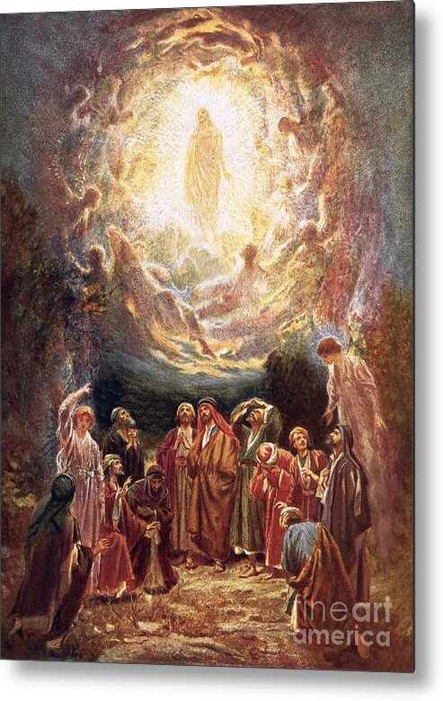 Jesus Ascending Into Heaven By William Brassey Hole Metal Print featuring the painting Jesus ascending into heaven by William Brassey Hole