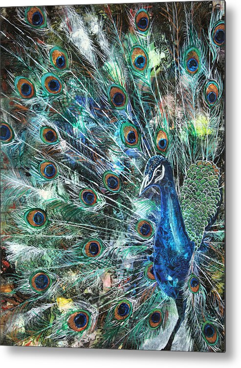 Peacock Metal Print featuring the painting Jeweled by Patricia Allingham Carlson