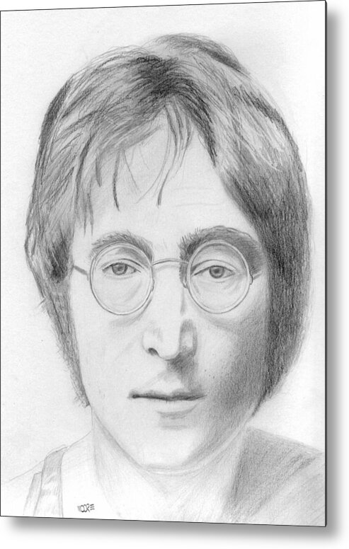 John Lennon Metal Print featuring the drawing John Lennon by Pat Moore