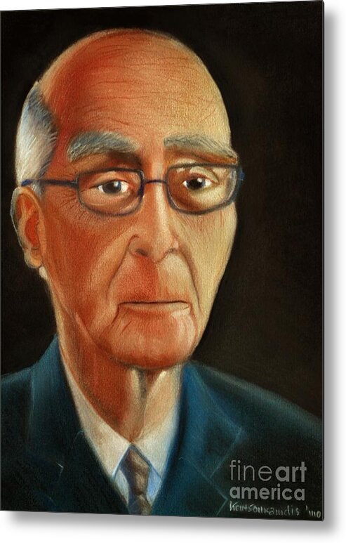 Saramago Metal Print featuring the painting Jose Saramago by Kostas Koutsoukanidis