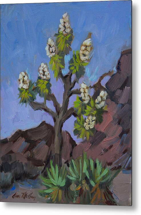 Joshua Tree Metal Print featuring the painting Joshua Tree In Bloom by Diane McClary