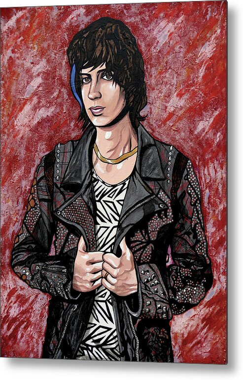 The Strokes Metal Print featuring the painting Julian Casablancas Red by Sarah Crumpler