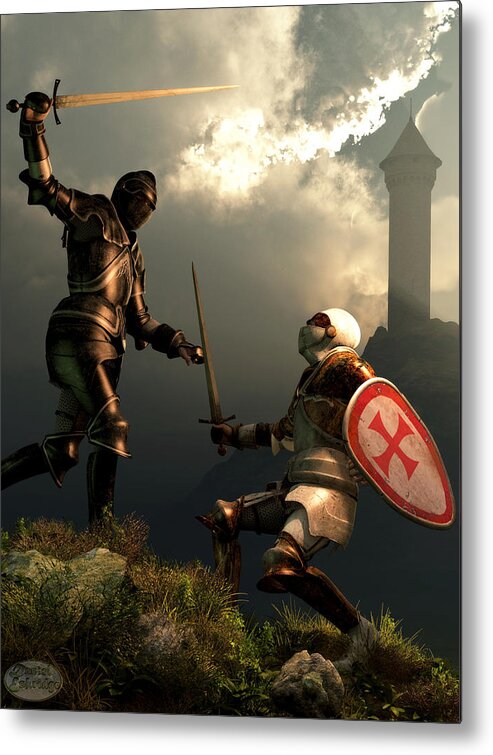 Knight Metal Print featuring the digital art Knight Fight by Daniel Eskridge