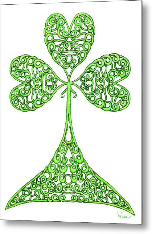 Lise Winne Metal Print featuring the drawing Knotted Shamrock by Lise Winne