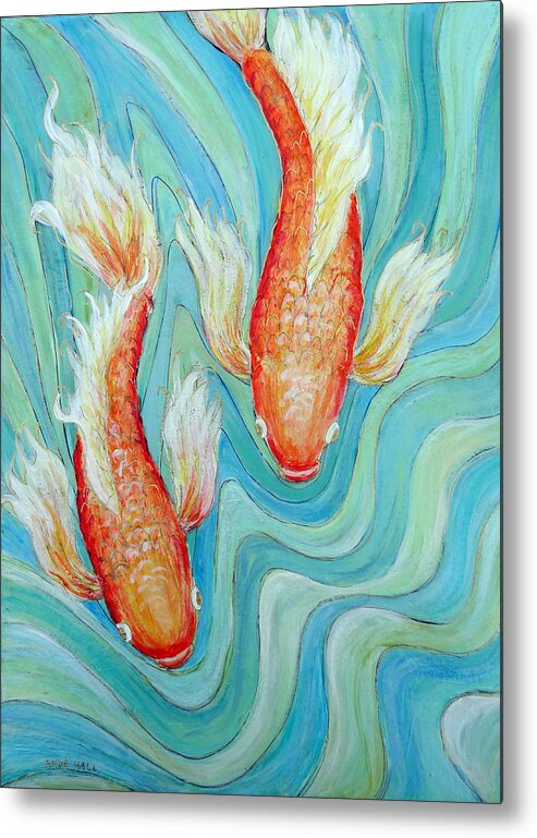 Koi Metal Print featuring the painting Koi Twins by Ande Hall