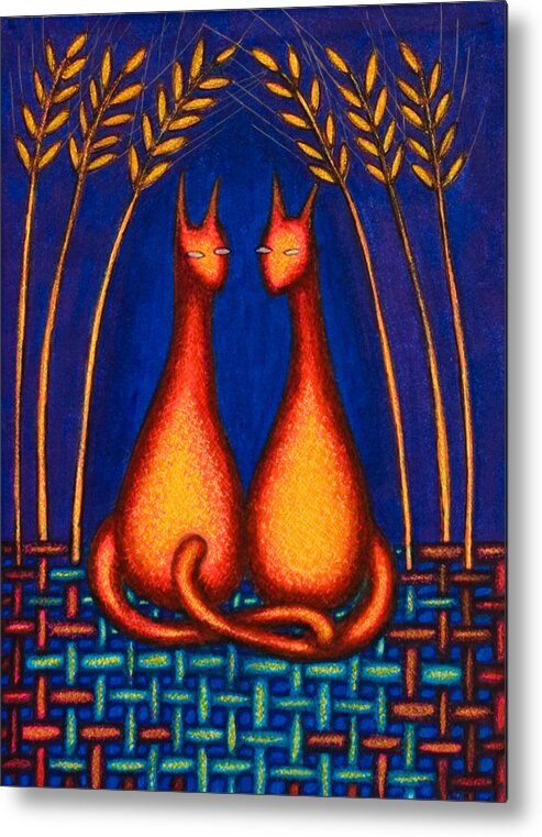 Cats Metal Print featuring the drawing Kool Kats by Laurie Tietjen