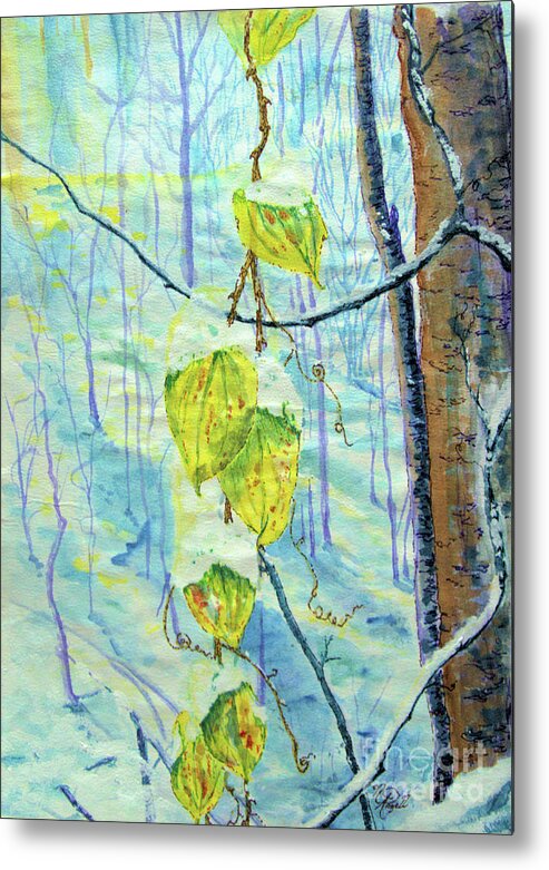 Winter Metal Print featuring the painting Last of the Leaves by Nicole Angell