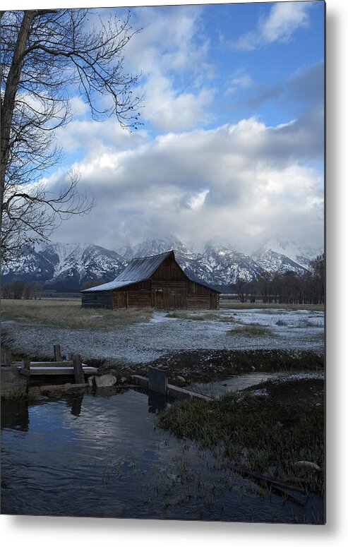 Late Snow Metal Print featuring the photograph Late Snow on South Moulton barn by Gary Langley